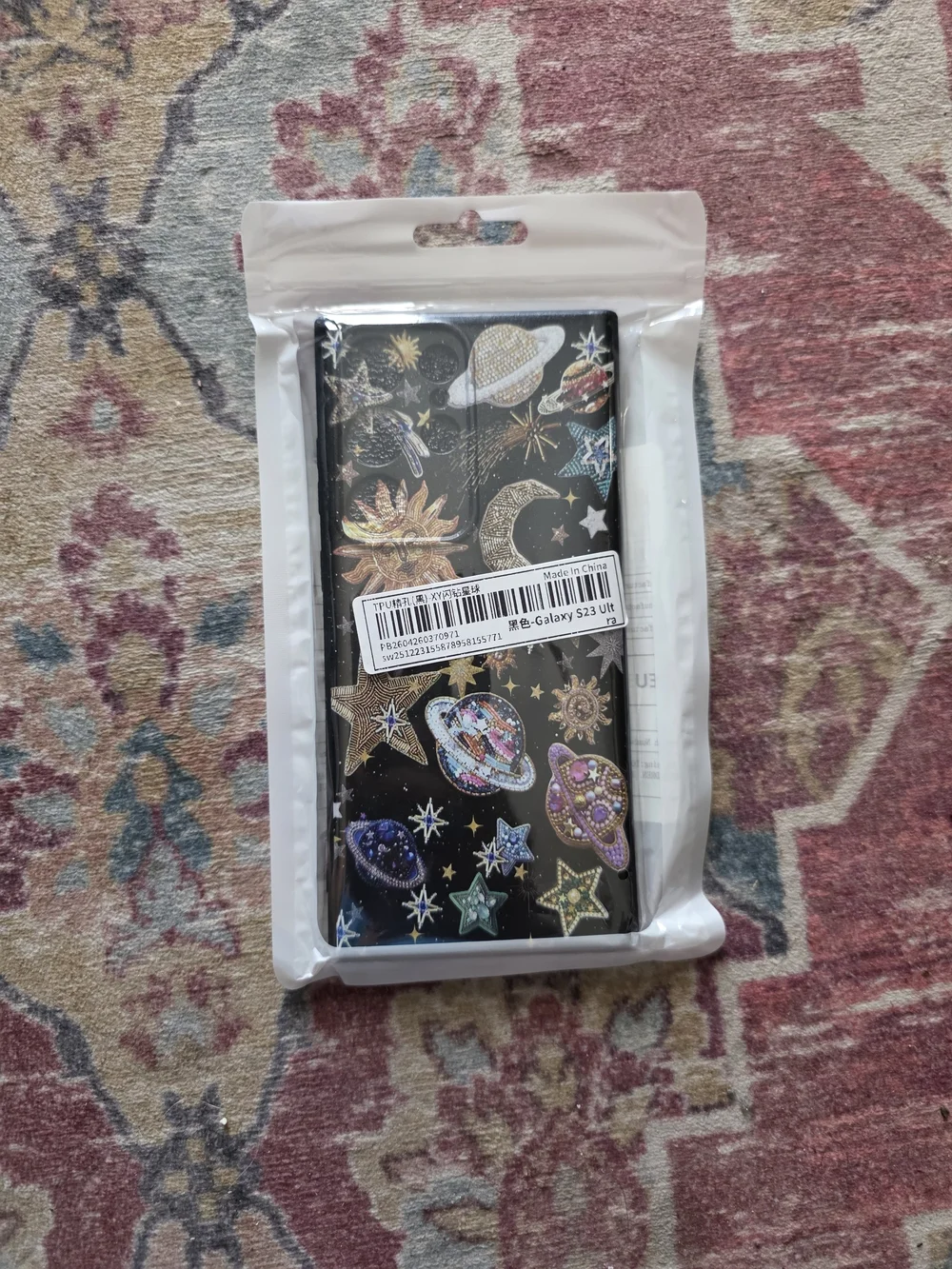 Clear Decorative Phone Case with Red & Black Accents Samsung Galaxy Ultra S23